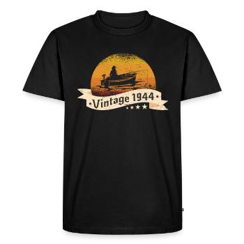 Pêcheur né en 1944 anniversaire bateau de pêche - T-shirt Premium bio Homme - noir - Devant - Nico (187cm)