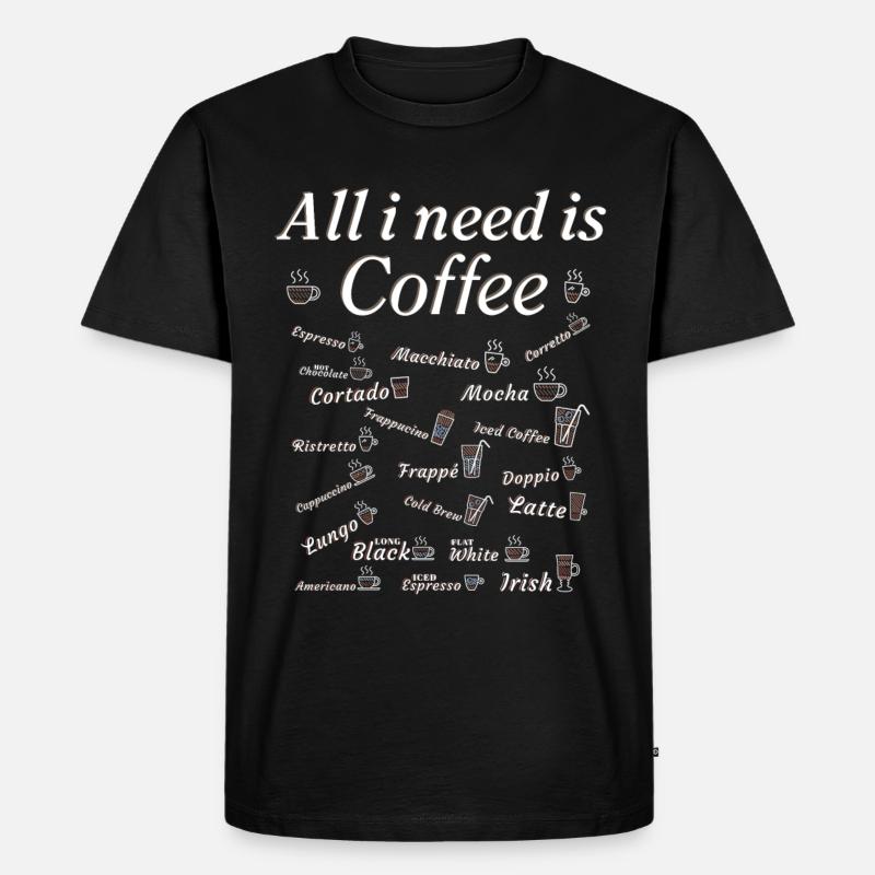 Kaffee Sammlung Kaffeetrinker Kaffeeliebhaber - Männer Premium Bio T-Shirt - Schwarz