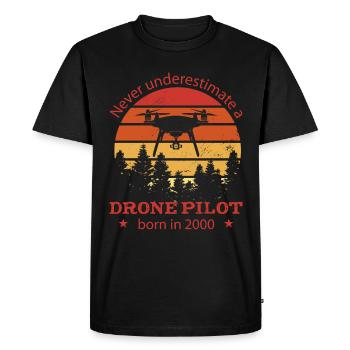 Drone pilot born 2000 birthday quadcopter - Men's Premium Organic T-Shirt - black - Front - Nico (187cm)