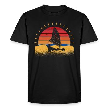 Plage Voile Windracer Land Sailers Land Sailors - T-shirt Premium bio Homme - noir - Devant - Nico (187cm)