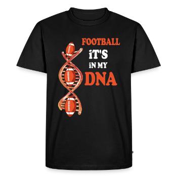 Joueur de football ballon de rugby C’est dans mon ADN américain - T-shirt Premium bio Homme - noir - Devant - Nico (187cm)