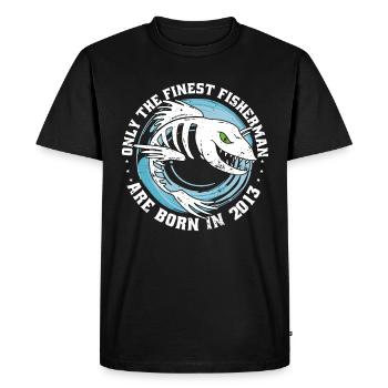 Angler millésime 2013 anniversaire né drôle - T-shirt Premium bio Homme - noir - Devant - Nico (187cm)