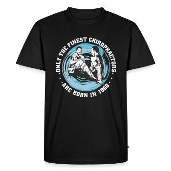 Physiotherapy born 1960 - Men's Premium Organic T-Shirt - black - Front - Nico (187cm)