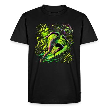 Triathlète Running Natation Cycliste Rider Fitness - T-shirt Premium bio Homme - noir - Devant - Nico (187cm)