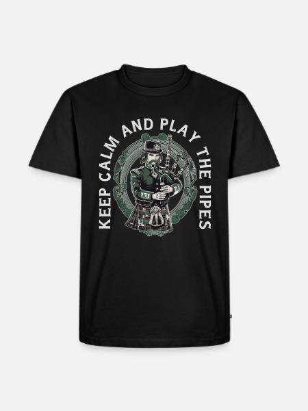 Bagpiper Scottish bagpipe-playing - Men's Premium Organic T-Shirt - black