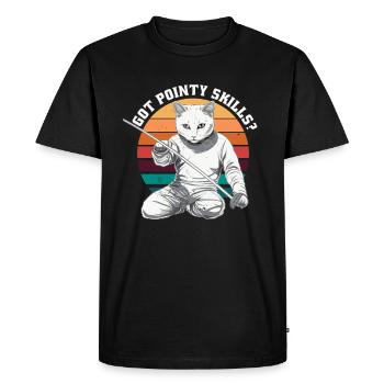 Chats, escrimeurs, joueurs, escrime amusante, sports, chats - T-shirt Premium bio Homme - noir - Devant - Nico (187cm)