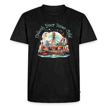 Foire du parc d’attractions, fête foraine, fête du village - T-shirt Premium bio Homme - noir - Devant - Nico (187cm)