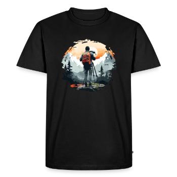 Appareil photo, Photographe de paysage, Photographe de nature - T-shirt Premium bio Homme - noir - Devant - Nico (187cm)