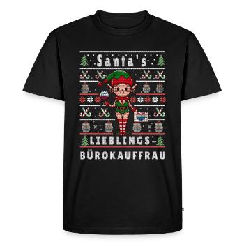 Ugly Christmas SANTA'S FAVORITE OFFICE CLERK - Men's Premium Organic T-Shirt - black - Front - Nico (187cm)