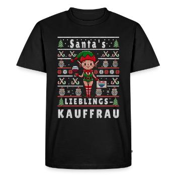 Ugly Christmas SANTA'S FAVORITE BUSINESSWOMAN - Men's Premium Organic T-Shirt - black - Front - Nico (187cm)