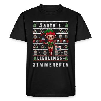 Ugly Christmas SANTA'S FAVORITE ROOMMATE - Men's Premium Organic T-Shirt - black - Front - Nico (187cm)
