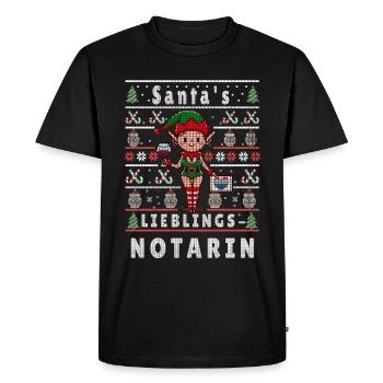 Ugly Christmas SANTA'S FAVORITE NOTARY - Men's Premium Organic T-Shirt - black - Front - Nico (187cm)
