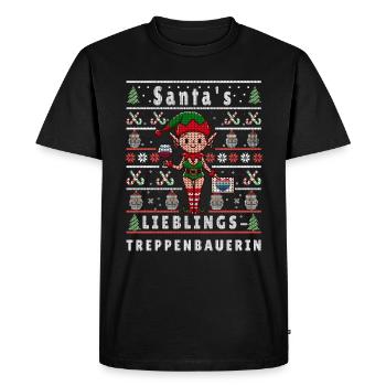 Ugly Christmas SANTA'S FAVORITE STAIR BUILDER - Men's Premium Organic T-Shirt - black - Front - Nico (187cm)