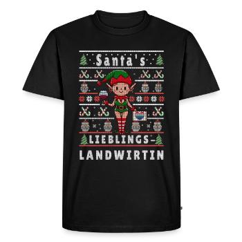 Ugly Christmas SANTA'S FAVORITE FARMER - Men's Premium Organic T-Shirt - black - Front - Nico (187cm)