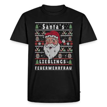 Ugly Christmas SANTA'S FAVORITE FIREFIGHTER - Men's Premium Organic T-Shirt - black - Front - Nico (187cm)