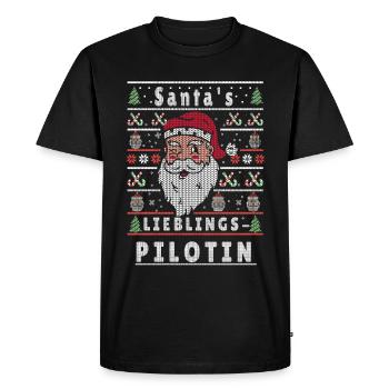 Noël moche LE PILOTE PRÉFÉRÉ DU PÈRE NOËL - T-shirt Premium bio Homme - noir - Devant - Nico (187cm)