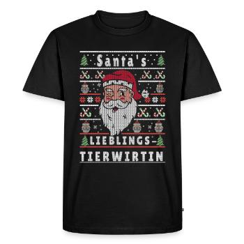 Ugly Christmas SANTA'S FAVORITE PET LANDLADY - Men's Premium Organic T-Shirt - black - Front - Nico (187cm)