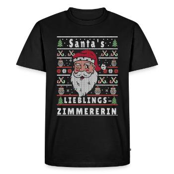 Ugly Christmas SANTA'S FAVORITE ROOMMATE - Men's Premium Organic T-Shirt - black - Front - Nico (187cm)