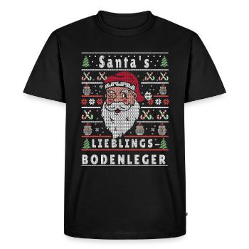 Ugly Christmas SANTA'S FAVORITE FLOOR LAYER - Men's Premium Organic T-Shirt - black - Front - Nico (187cm)
