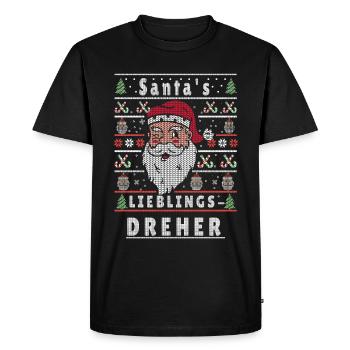 Ugly Christmas SANTA'S FAVORITE TURNER - Men's Premium Organic T-Shirt - black - Front - Nico (187cm)