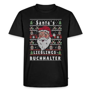 Noël laid Père Noël FAVORI Comptable - T-shirt Premium bio Homme - noir - Devant - Nico (187cm)