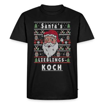 Ugly Christmas SANTA'S FAVORITE CHEF - Men's Premium Organic T-Shirt - black - Front - Nico (187cm)