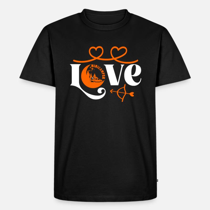 Minicamper Lover Herzen Camping-Camper Microcamper - Männer Premium Bio T-Shirt - Schwarz