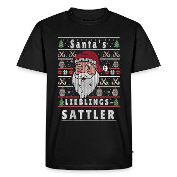 Ugly Christmas SANTA'S FAVORITE SADDLER - Men's Premium Organic T-Shirt - black - Front - Nico (187cm)