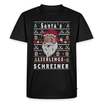 Noël moche LE CHARPENTIER PRÉFÉRÉ DU PÈRE NOËL - T-shirt Premium bio Homme - noir - Devant - Nico (187cm)