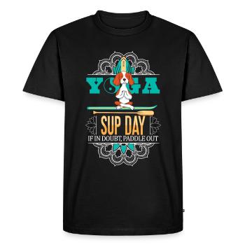 SUP paddle Stand Up Paddle Chiens Yoga - T-shirt Premium bio Homme - noir - Devant - Nico (187cm)
