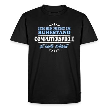 Retraité Retraité Retraité Joueur d’ordinateur - T-shirt Premium bio Homme - noir - Devant - Nico (187cm)