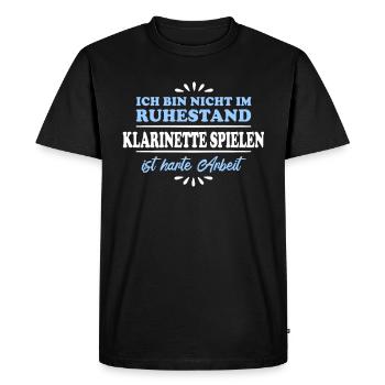 Pensionné Retraité Joueur de clarinette - T-shirt Premium bio Homme - noir - Devant - Nico (187cm)