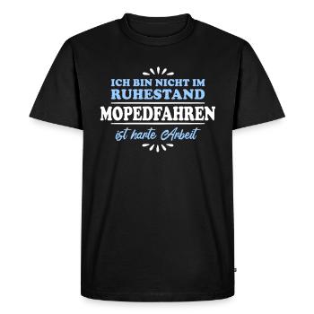 Pensionné Retraité Conducteur de cyclomoteur - T-shirt Premium bio Homme - noir - Devant - Nico (187cm)