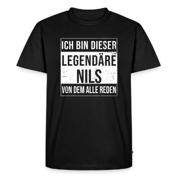 Je suis cette légende pour Nils - T-shirt Premium bio Homme - noir - Devant - Nico (187cm)