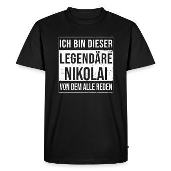 Je suis cette légende pour Nikolaï - T-shirt Premium bio Homme - noir - Devant - Nico (187cm)