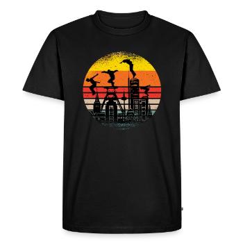 Parkour-Sport Freerunning Freerunner - T-shirt Premium bio Homme - noir - Devant - Nico (187cm)