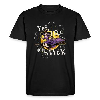 Oui, je peux conduire un bâton de sorcière gothique drôle - T-shirt Premium bio Homme - noir - Devant - Nico (187cm)