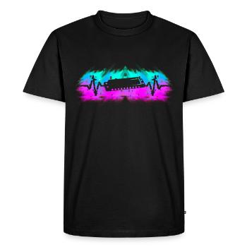 Harmonica player musician heartbeat - Men's Premium Organic T-Shirt - black - Front - Nico (187cm)