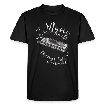 Harmonica Player Musician Harmonica - Men's Premium Organic T-Shirt - black - Front - Nico (187cm)