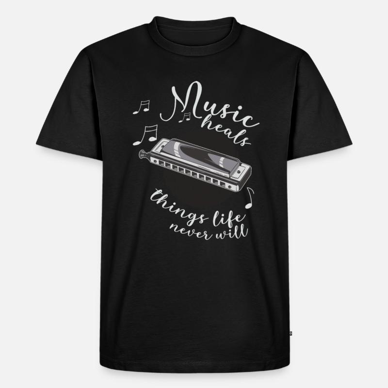 Harmonica Player Musician Harmonica - Men's Premium Organic T-Shirt - black