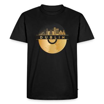 Vinyl Record Disco Music Skyline Dublin - Men's Premium Organic T-Shirt - black - Front - Nico (187cm)