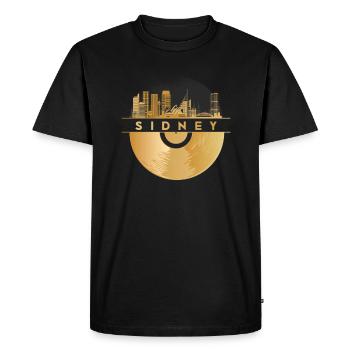 Disque vinyle Disco Music Skyline-Sidney - T-shirt Premium bio Homme - noir - Devant - Nico (187cm)