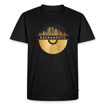 Disque vinyle disco musique arts - T-shirt Premium bio Homme - noir - Devant - Nico (187cm)