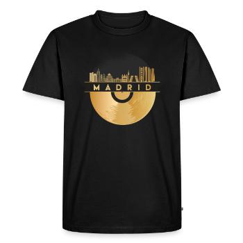 Vinyl Record - Skyline-Spain-Madrid - Men's Premium Organic T-Shirt - black - Front - Nico (187cm)