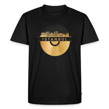 Disque Vinyle Musique Skyline-Turquie-Istanbul - T-shirt Premium bio Homme - noir - Devant - Nico (187cm)