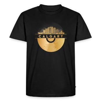 Disque vinyle Musique Skyline-Canada-Calgary - T-shirt Premium bio Homme - noir - Devant - Nico (187cm)