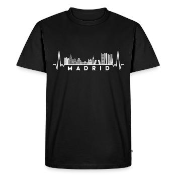 Heartbeat Skyline Spain-Madrid - Men's Premium Organic T-Shirt - black - Front - Nico (187cm)