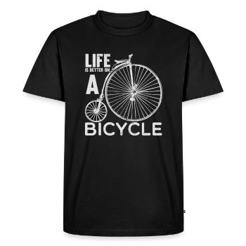 LA VIE À VÉLO EST MEILLEURE SUR UN VÉLO DRÔLE - T-shirt Premium bio Homme - noir - Devant - Nico (187cm)