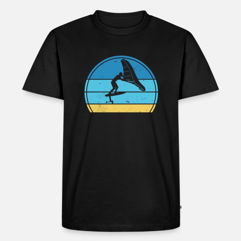 Wingfoil-Surfer Wingfoiling Hydrofoil Kitefoil - Männer Premium Bio T-Shirt - Schwarz