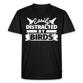 Oiseaux drôle dicton: Facilement distrait par les oiseaux - T-shirt Premium bio Homme - noir - Devant - Nico (187cm)